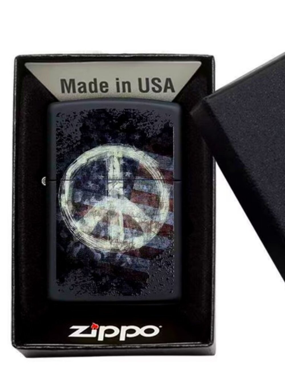 Peace Sign Flag Black Zippo Lighter